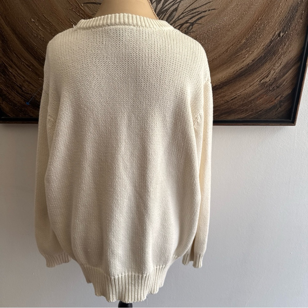 Modcloth Cream Sweater with Colorful Pom-Poms, XXL - Picture 4 of 7